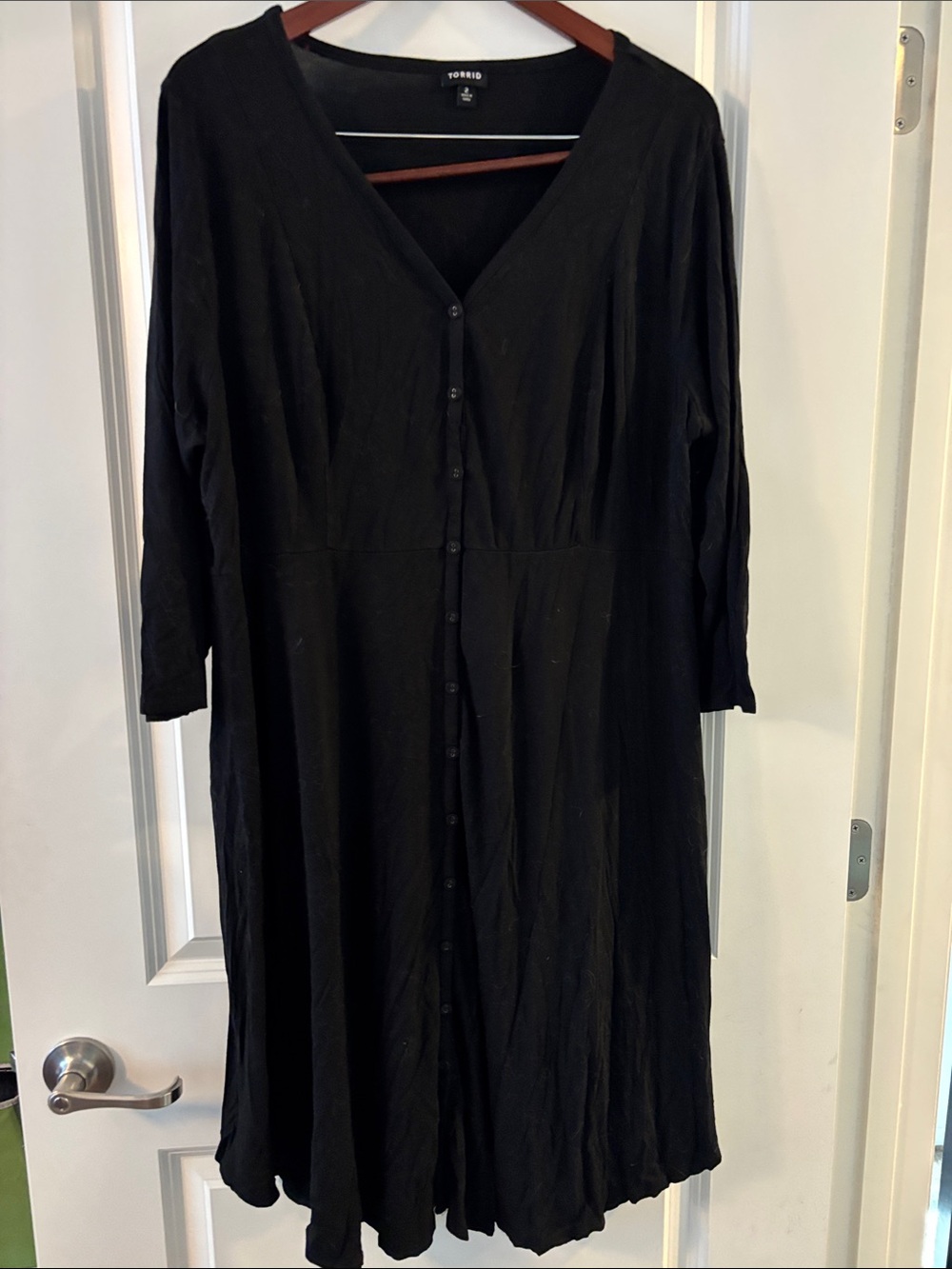 torrid Black V-Neck Button-Front Midi Dress